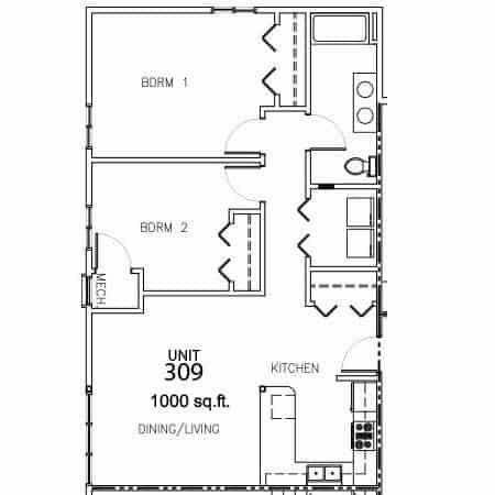 Unit 309 - 1000 sq ft