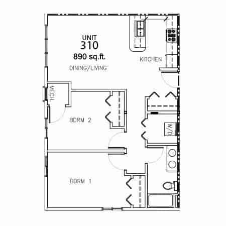 Unit 310 - 890 sq ft