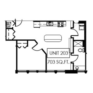 Unit 203 - 703 sq ft