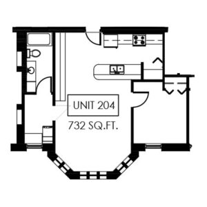 Unit 204 - 732 sq ft