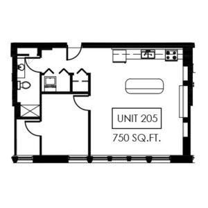 Unit 205 - 750 sq ft