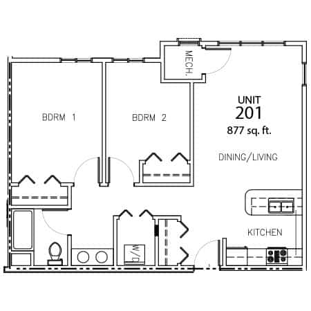 Unit 201 - 877 sq ft