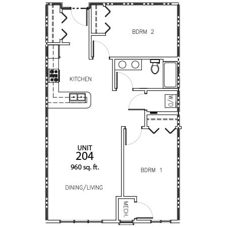 Unit 204 - 960 sq ft
