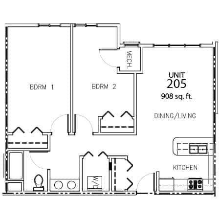 Unit 205 - 908 sq ft