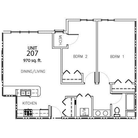 Unit 207 - 970 sq ft