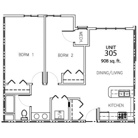Unit 305 - 908 sq ft