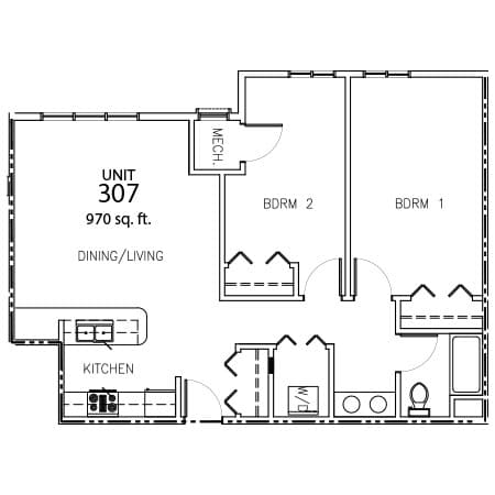 Unit 307 - 970 sq ft